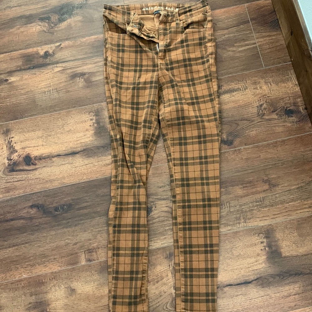 American Eagle Plaid Skinny Jeans